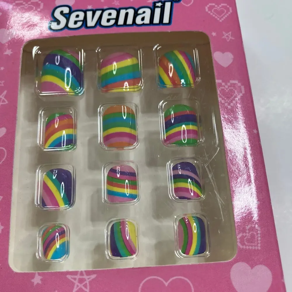 Sevenail | Lot of 2 Sets Kids Fashion Nails Panda Bear Rainbow Stripe